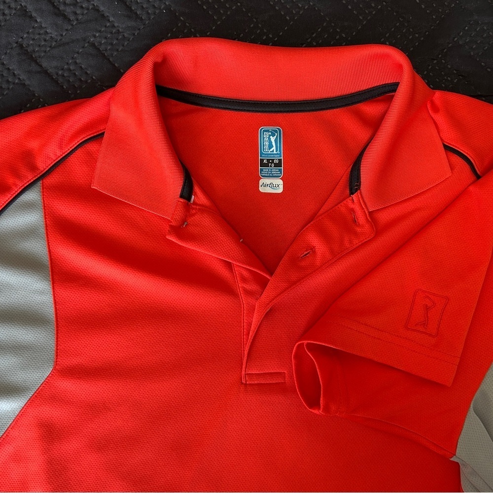 PGA Tour Orange Grey Polo Golf Shirt Men’s X Large shirt sleeve grocers